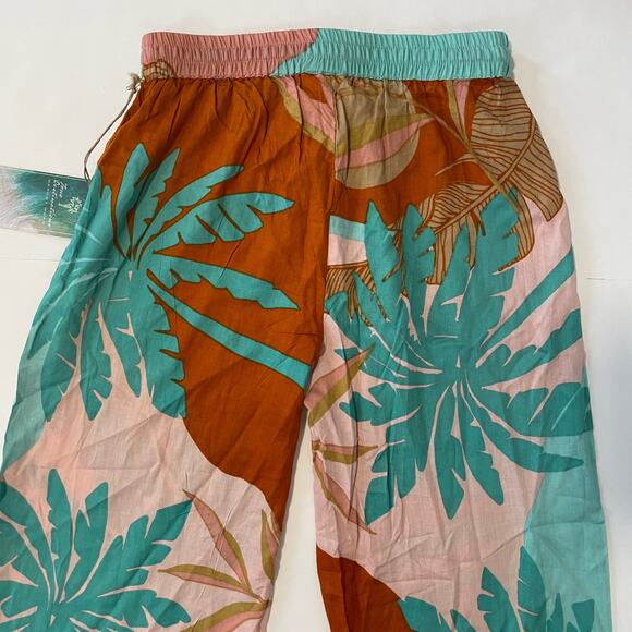 True Destinations Women Resort Flare Wide Leg Pant Coverup S Tropical Beach Boho - Picture 9 of 13